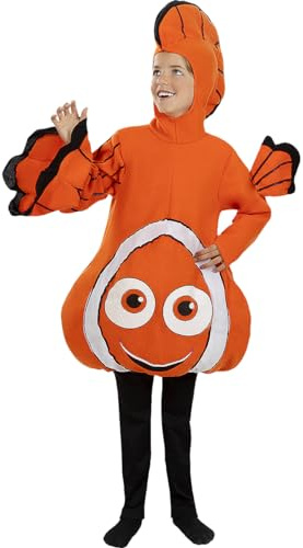 Funidelia | Costume da Pesce Pagliaccio per bambina e bambino Animali - Costume per Bambini e accessori per Feste, Carnevale e Halloween - Taglia 10-12 anni - Arancione