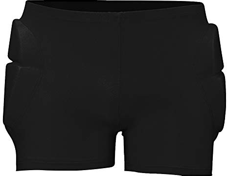 Anwangda Pantalones cortos acolchados, pantalones cortos de ciclismo, protección de la cadera, pantalones cortos acolchados 3D para monopatín, snowboard, patinaje, equitación, ciclismo, Negro , L