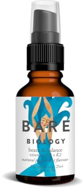 Bare Biology Beam & Balance Vitamin d3 k2 Peppermint Vegan Spray. Maximum Strength: Vitamin d3 4000 iu, with k2 Vitamin Supplements MK-7. Daily Support for Immunity, Bones, Teeth and Muscles.
