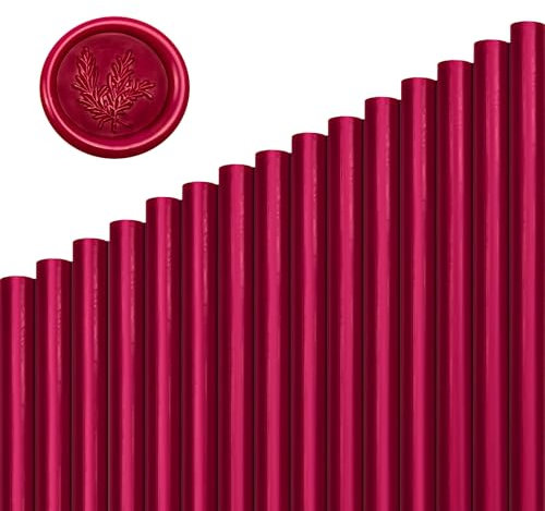 Meomchee 15 Stück Siegelwachs Weinrot Wachssiegel Sticks für 11mm Klebepistole, Wachssiegel Selbstklebend für Karten Umschlag Hochzeit Einladungen