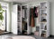 Dmora - Großer Kleiderschrank Plose, Struktur für begehbaren Eckschrank, offener Eckkleiderbügel, 226 x 79 x 186 cm, Weiß