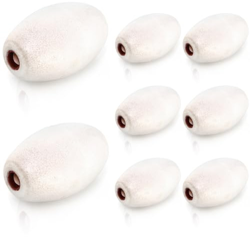 Tlence 8 Pack Oval Water Float, 5.5 x 3.5 Deep Water Fishing Float, White Rope Float Marine, Fishing Marker Buoys Great for Trail Markers Dock Floats Swim Pool, (5/8 to 1 Hole)