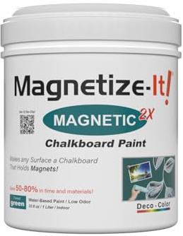 Magnetize-It! Magnetfarbe extra stark & überstreichbar für Kreide & Magnet (grün, 1000ml) - Tafelfarbe magnetisch für ca. 3 qm Wand - magnetische Wandfarbe geeignet - Wand Tafellack