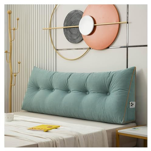 CJJZFO Rückenkissen Lesekissen für Bett und Sofa, Keilkissen, Rückenpolster für Die Wand, Sitzkissen, Wandkissen, mit Waschbarem Bezug, Ideal zum Anlehnen im Bett(Blue,150 * 50 * 20cm)