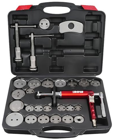 LIROPAU 27 TLG Bremskolbenrücksteller Set, Bremskolben-Rückstell-Werkzeug Satz zum Drehen und Drücken von Bremskolben an diversen Auto