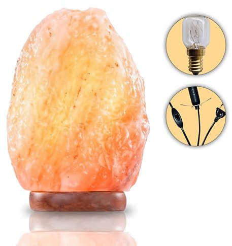 HEIMTEX himalaya salzlampe 1-2kg - Natürliche Form salzkristalllampe aus dem Salzbereich Pakistan - Salzlampe mit Kabel & austauschbarer Glühbirne Hergestellt aus reinem Salzstein