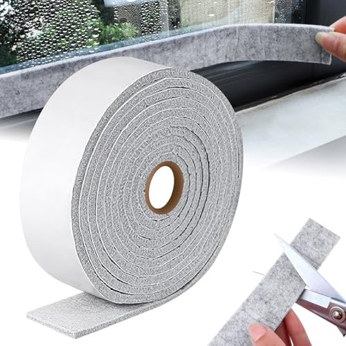Filzband Selbstklebend 5m x 3cm x 0.4cm Filzstreifen Klebefilz Filzklebeband Filzgleiter Rolle für Stühle Möbel Oder Fenster Kondensationsabsorber Anti Condensation Feuchtigkeitsabsorber(5m-3cm)