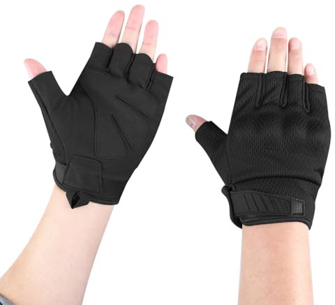 MiOYOOW 1 Paire de Gants Tactiques Demi-Doigts Hommes, Gants Demi-Doigts Antidérapants, Mitaines avec Crochet et Boucle Réglables pour Cyclisme, Randonnée, Escalade, Pêche en Plein Air