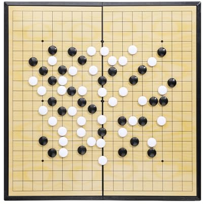Set di gioco magnetico Go, set da gioco Go con due scatole di conservazione, pieghevole, in plastica convessa singola, per intrattenimento e tempo libero (Giallo+Nero,C)