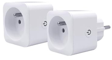 PRISKA FR DUAL PACK enchufes eléctricos inteligentes, juego de 2, control Wi-FI + BT? 16A con contador de conso, programa y escenarios compatibles con Tuya, Alexa y Google Home, Blanco