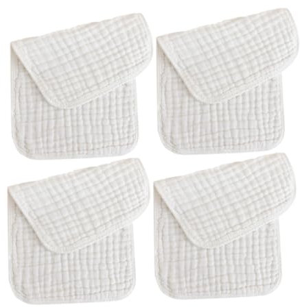 WRITWAA 4 Piezas Toalla De Toalla Cuadrada Gasa Lavar para Facial Paños Baño Toallas De Bebé con Capucha Muselina Bebés Almohadillas Algodón