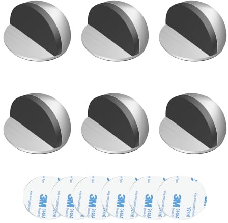 ORAGKE 6 Stück Türstopper Boden Edelstahl,Schwerer Türstopper Boden Selbstklebend mit Gummipuffern &3M-Klebepad, für alle Hartböden Zum Schutz Von Wand und Möbel