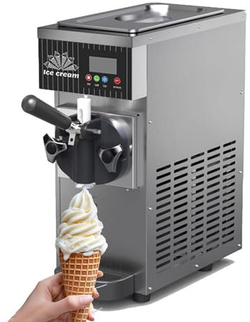 Soft Serve Ice Cream Machine for Home,Countertop Soft Serve Ice Cream Maker,4-5 Kg/H Yield,With Pre-Cooling,Auto Clean,Lcd Panel Soft Serve Maker Single Flavor Soft Serve Ice Cream Machine,Grey