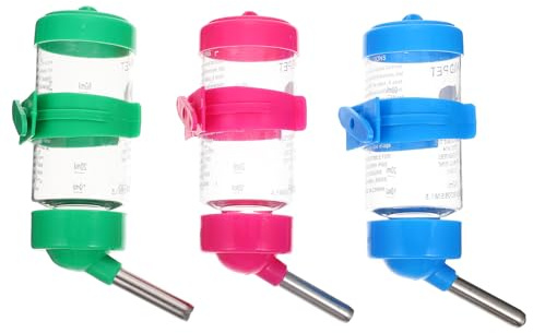 Homoyoyo 3Pcs Hamster Water Bottles Hanging Pet Drinkers Convenient Chinchilla Accessories Spillproof Small Animal Waterers for Rabbits Guinea Pigs Random Color