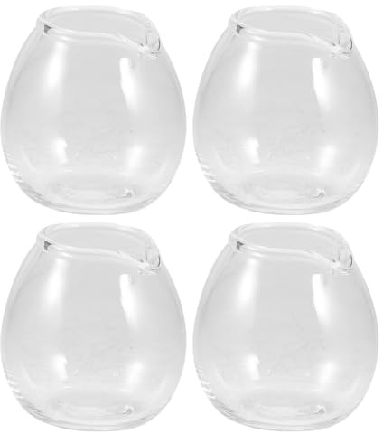 Veemoon Lot de 4 pichets à lait en verre transparent de 20 ml pour café, lait, sauce, sirop d'espresso, etc. - Idéal pour les fêtes, la cuisine et le petit-déjeuner.
