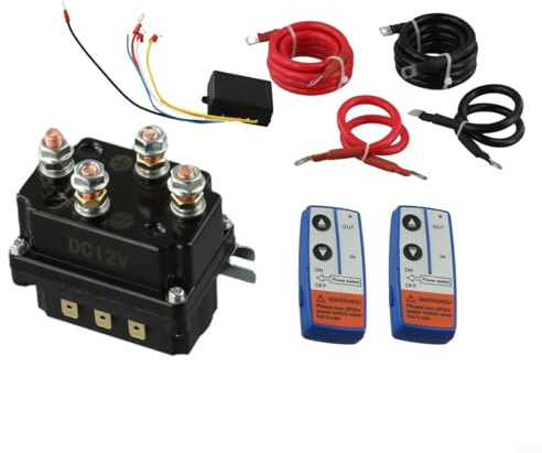 Gettimore Kit relè solenoide verricello 12 V 250 A con pre-fili e telecomandi, per argani da 12 V 2000-500 libbre per ATV barca camion