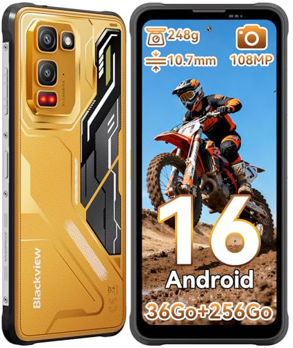 Blackview Fort 5 Rugged Smartphone Andriod 16, 10.7mm&248g Ultra-thin Telefono indistruttibile, 6.78'' 120Hz, 108MP+50MP Telefono Indistruttibile, 36GB+256GB, MTK G100/IP69K/NFC/700 Nits