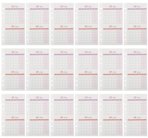 Cabilock Recharges pour Agenda A6 Double Face 20 Feuilles Non Datées, Inserts pour Planificateur Budgétaire Mensuel, Compatible Classeurs 6 Anneaux, Calendrier Personnalisable