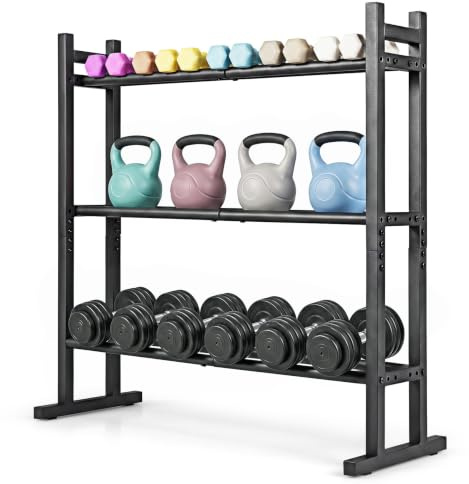 GYMAX Support d'Haltères Réglable à 3 Niveaux, Capacité 240 kg