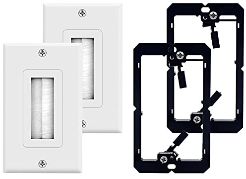 NONDK 2-Pack BorsteväGgplatta med Enkel GäNg LåGspäNningsmonteringsfäSte KabelgenomföRingsinsats för HöGtalarkabel