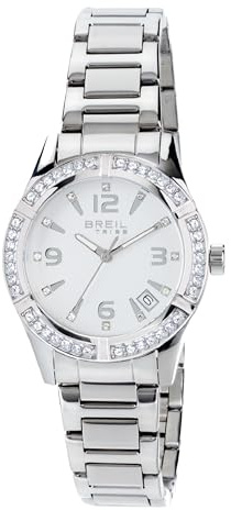 Breil, Collezione C'est Chic, Orologio Donna, Cronografo Donna in Acciaio Lucido, Lunetta con Cristalli, Quadrante Bianco, Cassa 32 mm, Pratica Chiusura, Resistente all'Acqua
