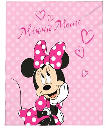 Disney Minnie Mouse Maus Flanell Flauschdecke, Kuscheldecke 130 x 160 cm