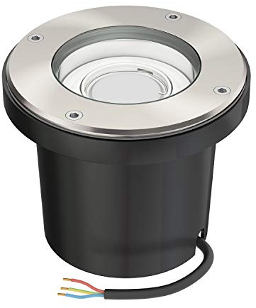 ledscom.de Markinbyggd armatur BOFU för utomhus svängbart rostfritt stål runt IP67 150mm Ø + LED-lampa varm vit 3-stegs dimning: max 500lm