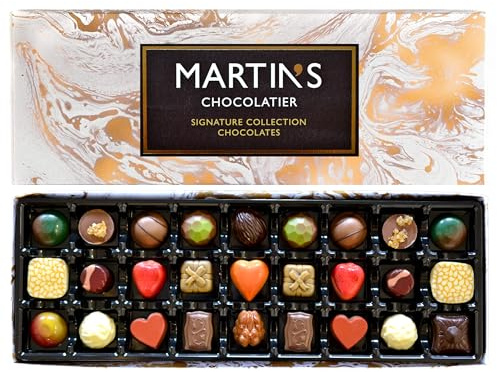Martin’s Chocolatier Signature Artisan Collection - Belgian Luxury Chocolate Gift Box, 27 Pieces, Milk Dark White Assorted Pralines & Truffles