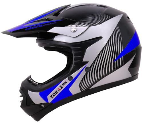 Zorax Blue M (51-52cm) ZOR-X19 Kids Children Motocross Helmet Dirt Bike Motorbike Motorcycle Helmet ECE 2206
