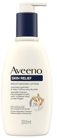 Aveeno Skin Relief Lotion corporelle hydratante (300 ml) sans parfum pour peaux très sèches, soin naturel de la peau avec avoine apaisante et beurre de karité, végétalien*