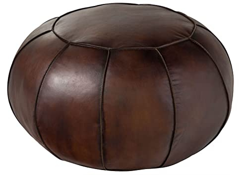 MASSIVMOEBEL24.DE | Chesterfield brauner Pouf-Hocker aus 100% Echtleder #19 im Vintage-Stil 58x58x38 cm Sitzhocker Sitzkissen