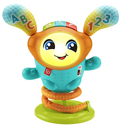 Fisher-Price Mon Petit DJ | Petit Robot Jouet sur Ressort 4 en 1 | Jouet Interactif Bébé 9 Mois à 36 Mois | Jouet Educatif Musical et Lumineux pour Apprendre en S'amusant | Version Française, HJP88