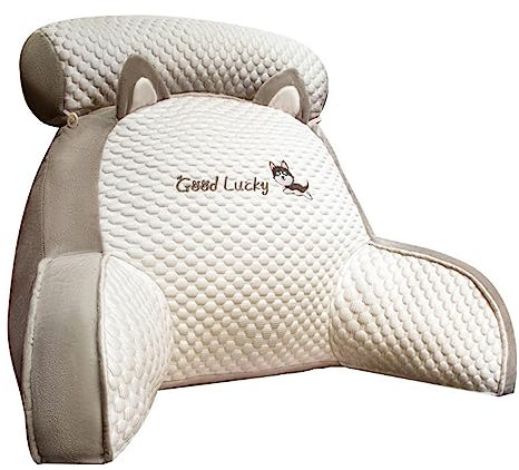 BaoT8YLu - Almohada de lectura de cama, 2 en 1 para sentarse en la cama, almohada de sofá multifuncional con reposabrazos, confort y ergonomía, cojín de cuña para sofá cama