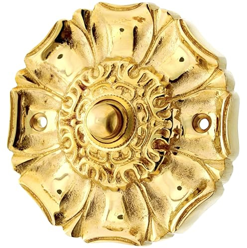 Ventano Plaque de sonnette de porte antique en laiton poli doré historique | Art nouveau fait à la main selon des modèles historiques