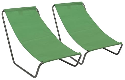 Harbour Housewares Sun Loungers - Green - Pack of 2 - Canvas Outdoor Lawn Sunlounger Chair Lightweight Portable Chair for Garden, Beach, Picnic, Fishing