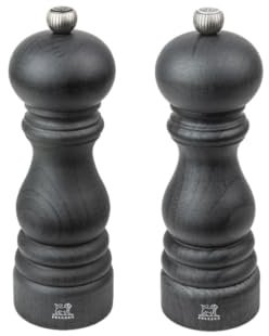 PEUGEOT Duo Paris Graphite - pepparkvarn + saltkvarn 18 cm - klassisk justering - uppgraderat trä med PEFC-etikett - Fransk tillverkning