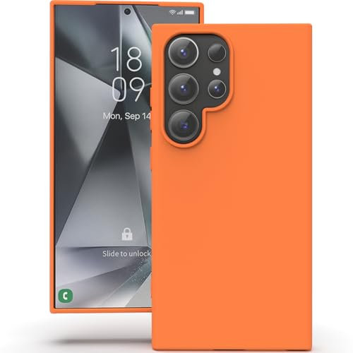 YATWIN Silicone Case for Samsung Galaxy S24 Ultra, Soft-Touch, Shockproof, DustProof, Antiskid Full Body Armour Phone Cover for Samsung Galaxy S24 Ultra - Orange