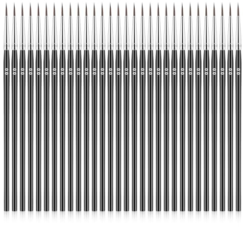 AHQiZFX 30 pennelli in miniatura, pennelli per piccoli dettagli, punte sottili, mini pennelli per artisti, pennelli di precisione, per modelli in miniatura, pittura acrilica ad acquerello, nero, #00