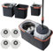 *NEW* SWISSPACK Revolving Spin Mop and Bucket With .5. Extra Pads Perfect For Easy Cleaning. Clean and Dirty Water Separtered For Perfect Finish (ORANGE-GREY) (ORANGE-GREY 1)