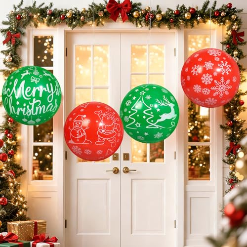 TaoQ C 4 pezzi 40 cm palloni gonfiabili di Natale PVC grandi palle gonfiabili all'aperto di Natale per la decorazione della porta anteriore della vacanza del giardino dell'erba