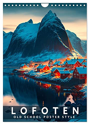 Lofoten - L'affiche à l'ancienne, Version française (Calendrier mural 2026 DIN A4 portrait), Calendrier CALVENDO mensuel