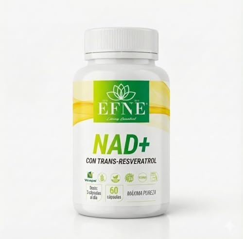 EFNE NAD+ con Trans-Resveratrol 98% | 400mg por capsula | Suplemento Alimenticio Longevidad y Energía Celular | Apoyo Vitalidad y Envejecimiento Saludable | 60 Cápsulas | Apto Vegetarianos