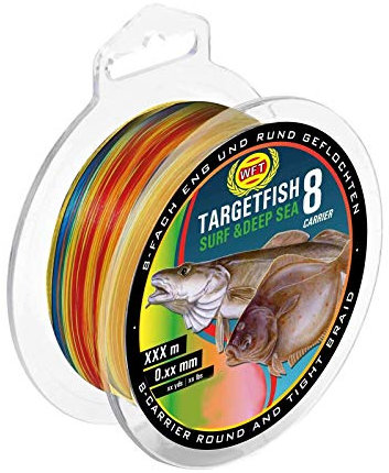 WFT TF8 Surf Deep Sea Multicolor 300m - Meeresschnur zum Pilkangeln, geflochtene Angelschnur zum Meeresangeln, Schnur für Norwegen, Durchmesser/Tragkraft:0.20mm / 18kg Tragkraft