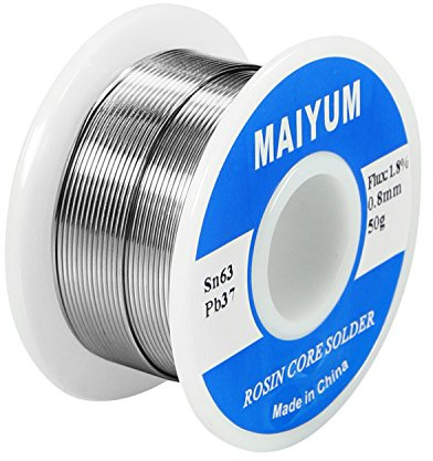 MAIYUM 63-37 Tin Lead Rosin Core Solder Wire for Electrical Soldering (0.8mm 50g)