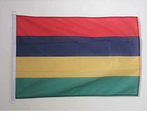 AZ FLAG - Drapeau Maurice - 45x30 cm - Pavillon Nautique Mauricien Spécial Bateau Et Extérieur En Maille Bloquée Avec Anneaux Plastiques Intégrés - 30g