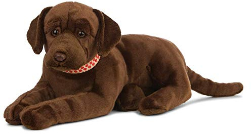 Peluche Living Nature - Chien géant Labrador en peluche, brun chocolat (60 cm)
