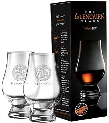 GLENCAIRN LAPHROAIG ISLAY CREST BRANDED WHISKY GLASS, SET OF 2 IN TWIN GIFT CARTON