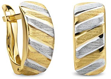 14 Karat 585 Gold Ohrringe Creolen Bicolor Matt & Glänzend Ohrschmuck – SIT13