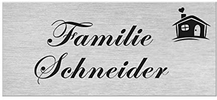 Motiv Edelstahl Briefkastenschild I über 40 Motive zur Auswahl I Klingelschild mit Gravur I Türschild in 100x40mm I Namensschild Selbstklebend - Haus