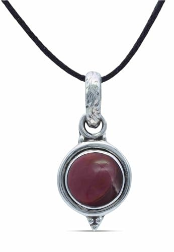 mantraroma Collier pendentif en argent 925 avec pierre précieuse rouge grenat, collier pendentif en argent sterling pour femme, cadeau (MAH-143-02)